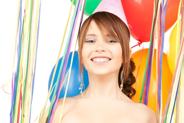 派对女孩与气球 — 图库照片