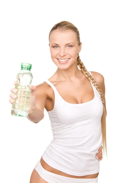 Bella donna con bottiglia d'acqua — Foto Stock