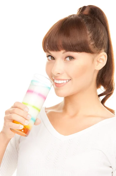 Mujer encantadora con vaso de leche — Stok fotoğraf