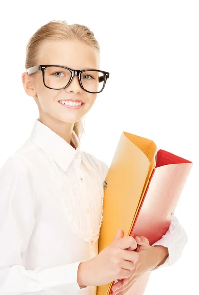 Uczeń szkoły podstawowej z folderów — Zdjęcie stockowe