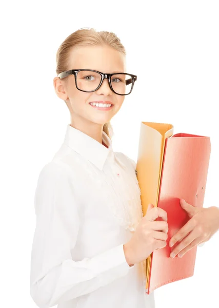 Estudiante de primaria con carpetas — Foto de Stock