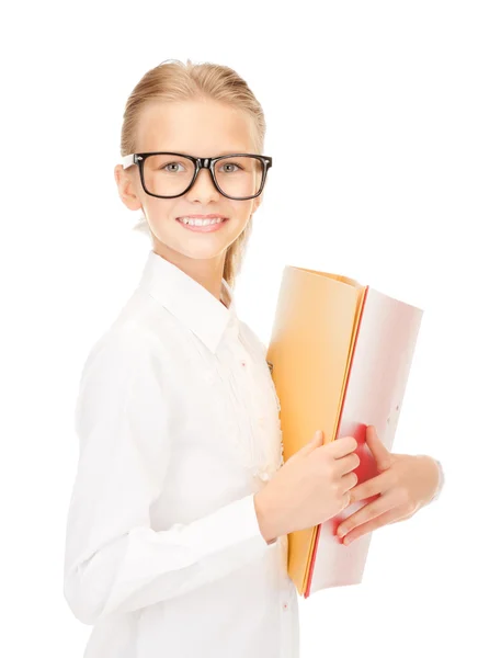 Elementary school student with folders Stock Photo