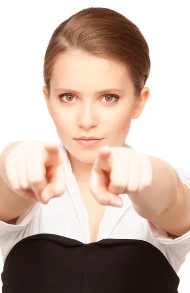Affärskvinna pekar hennes fingrar — Stockfoto