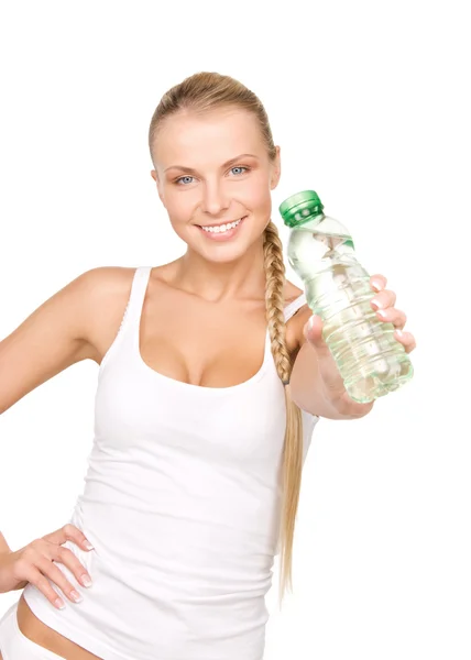 Szép nő, a palackozott víz — Stock Fotó