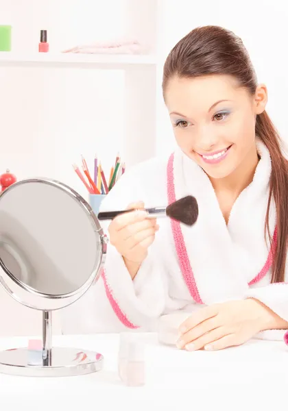 Lovely woman with brush and mirror — Stock Photo, Image