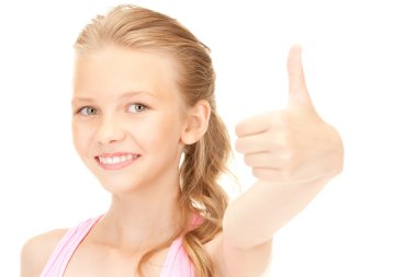 Lovely girl showing thumbs up sign clipart