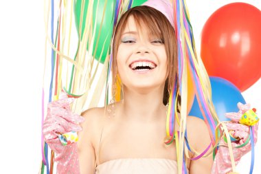 Party girl with balloons clipart