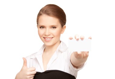 Woman with business card clipart