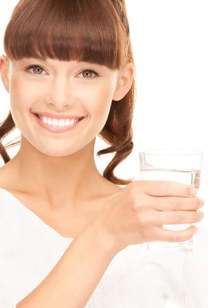 Kvinna med glas vatten Stockbild