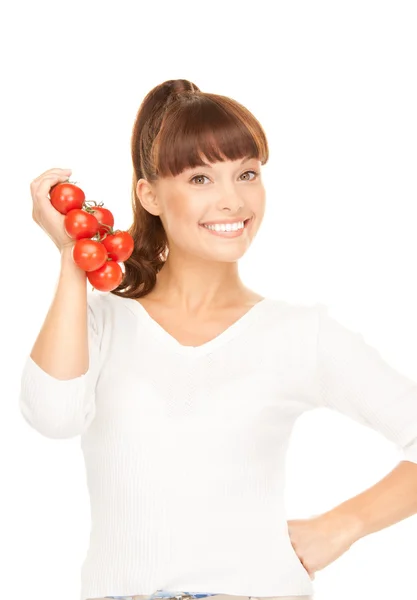 熟的西红柿的女人 — 图库照片