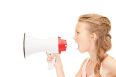 Girl with megaphone clipart