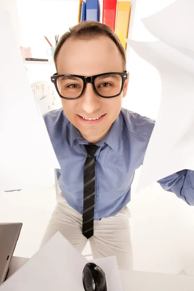 Funny picture of businessman in office — Stock Photo, Image