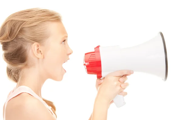 Girl with megaphone Royalty Free Stock Photos