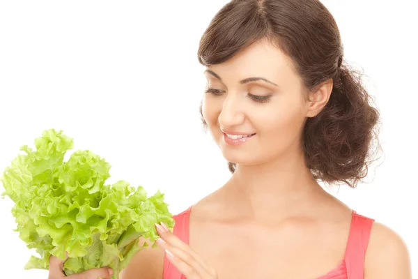 Woman with lettuce — Stock Photo, Image