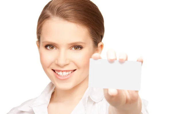 Woman with business card Royalty Free Stock Photos