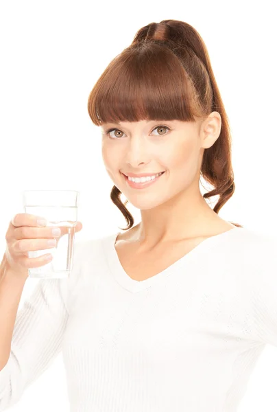 Femme avec verre d'eau — Photo