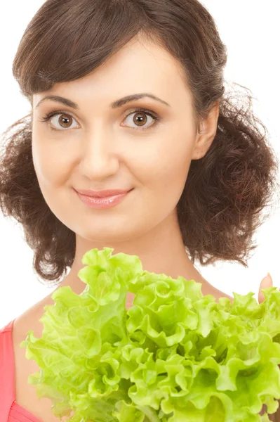 Donna con lattuga — Foto Stock