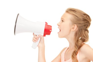 Girl with megaphone clipart