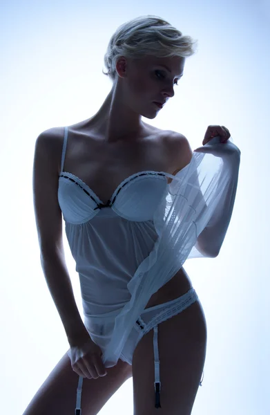 Femme sexy en lingerie transparente — Photo