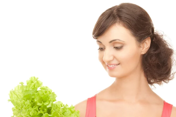 Woman with lettuce Royalty Free Stock Images