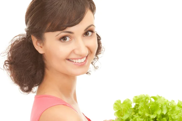Woman with lettuce — Stock Photo, Image