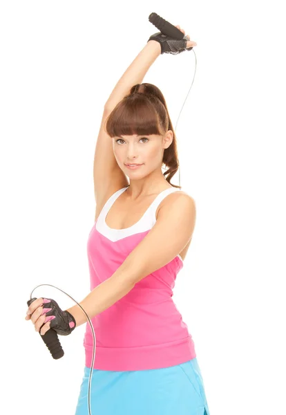 Fitness instructeur met springtouw — Stockfoto
