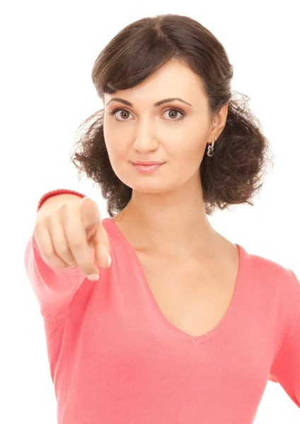 Atraktivní podnikatelka ukazující prst有吸引力的女商人指着她的手指 — Stock fotografie