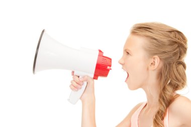 Girl with megaphone clipart