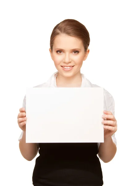 Happy teenage girl with blank board — Stock Photo, Image