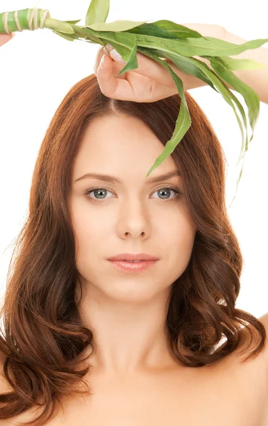 Woman with sprout — Stock Photo, Image