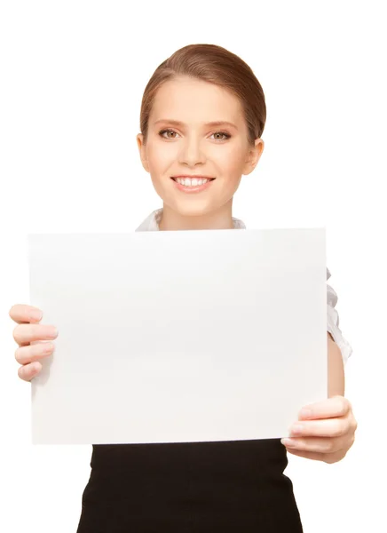 Šťastné dospívající dívka s prázdné desky — Stock fotografie