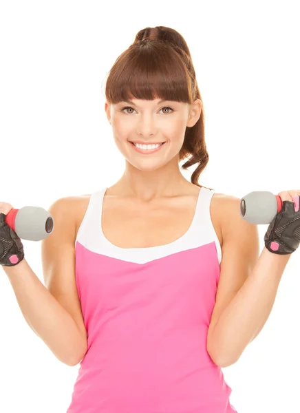 Fitness instructor with dumbbells — Stock Photo, Image