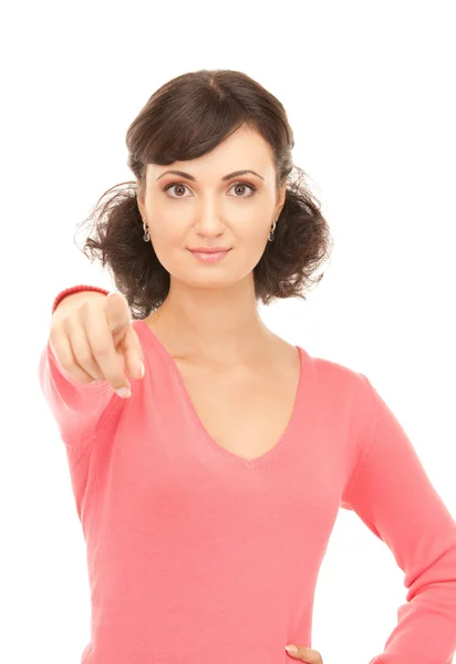 Atraktivní podnikatelka ukazující prst有吸引力的女商人指着她的手指 — Stock fotografie
