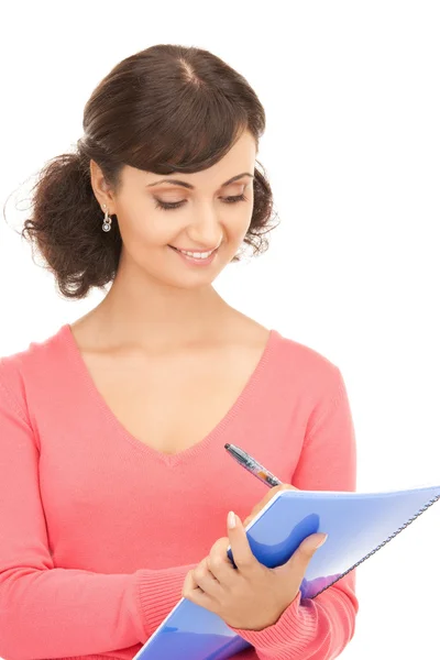 Young attractive businesswoman with notebook — Stock Photo, Image
