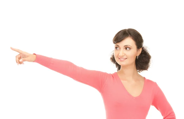Attractive businesswoman pointing her finger — Zdjęcie stockowe