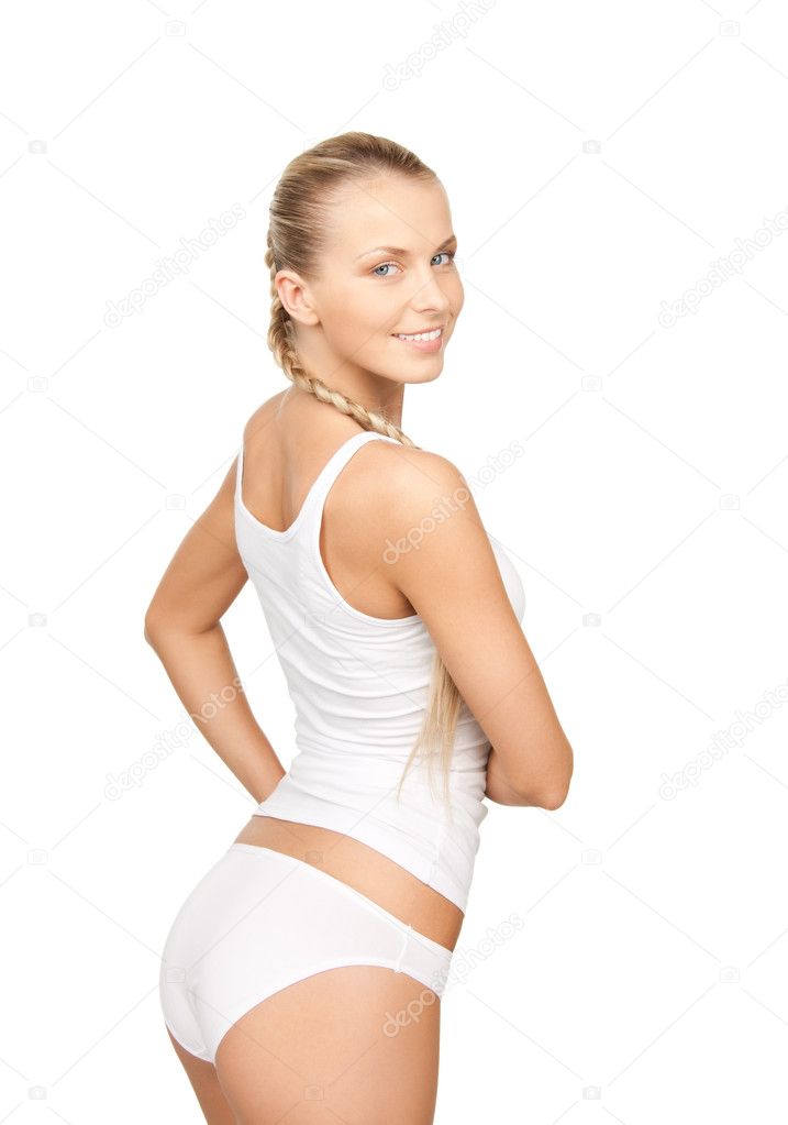 Lovely Woman in White Cotton Underwear Stock Photo - Image of plain,  fitness: 40675178