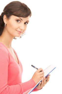 Young attractive businesswoman with notebook clipart