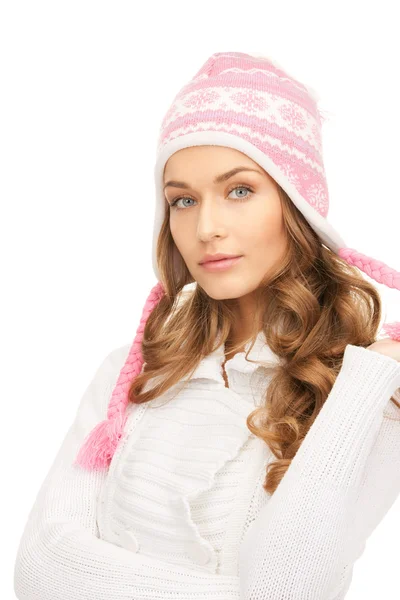 Gyönyörű téli kalap nő Stock Fotó