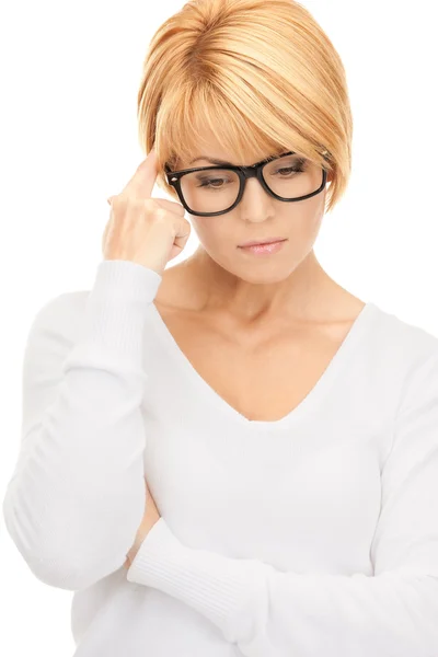 Pensive businesswoman over white — Stock Photo, Image