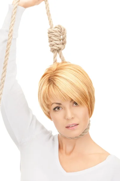 Business woman with the noose — Stock Photo, Image