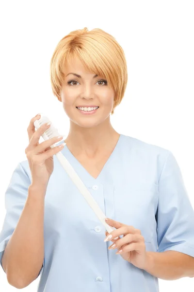 Picture Attractive Female Doctor Toothbrush — Stock Photo, Image