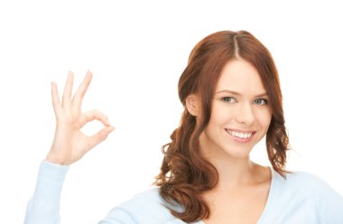 Woman showing ok sign clipart