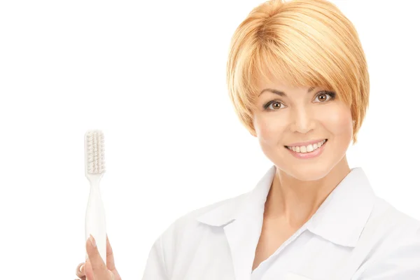 Imagem Médico Feminino Atraente Com Escova Dentes — Fotografia de Stock