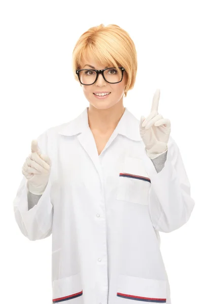 Imagem Brilhante Médico Fêmea Atraente Sobre Branco — Fotografia de Stock