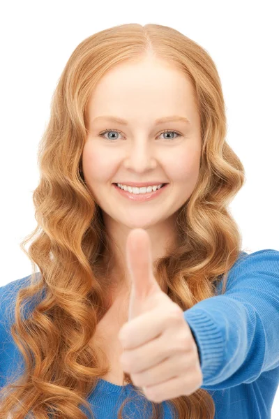 Bright Picture Lovely Teenage Girl Thumbs — Stock Photo, Image