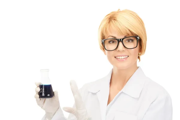 Picture Beautiful Lab Worker Holding Test Tube — Stock Photo, Image