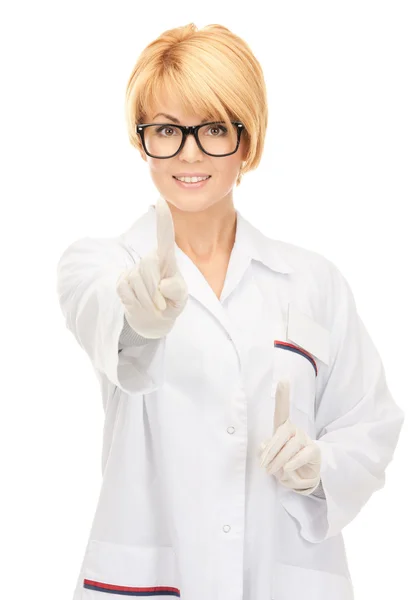 Imagem Brilhante Médico Fêmea Atraente Sobre Branco — Fotografia de Stock