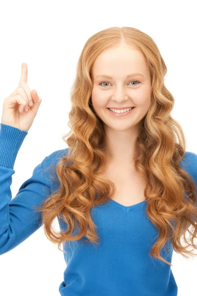 Imagen Mujer Joven Atractiva Con Dedo Alto — Foto de Stock