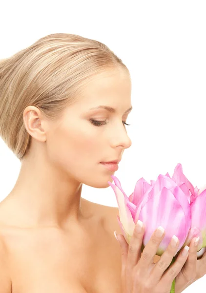 Picture Beautiful Woman Lotus Flower — Stock Photo, Image