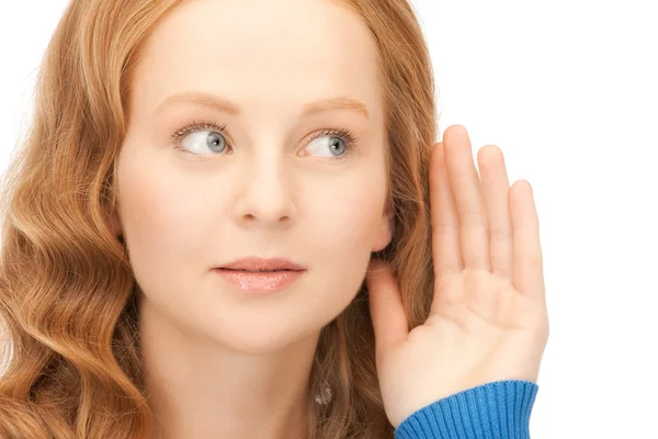 Imagen Brillante Una Mujer Joven Escuchando Chismes —  Fotos de Stock